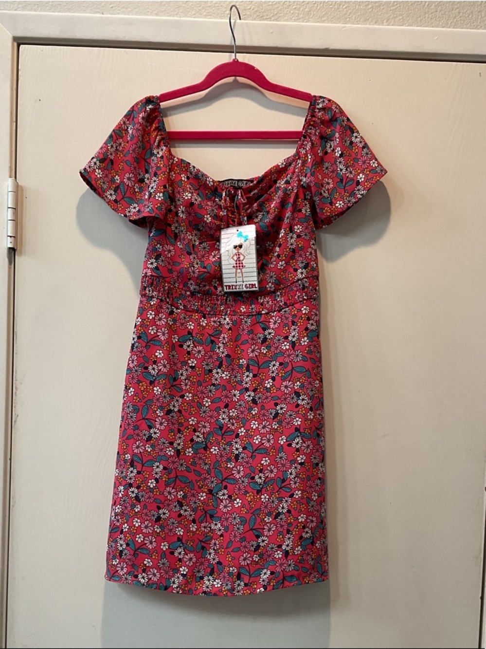 Girls' Bright Pink Floral Off-Shoulder Dress - Pretty Girl